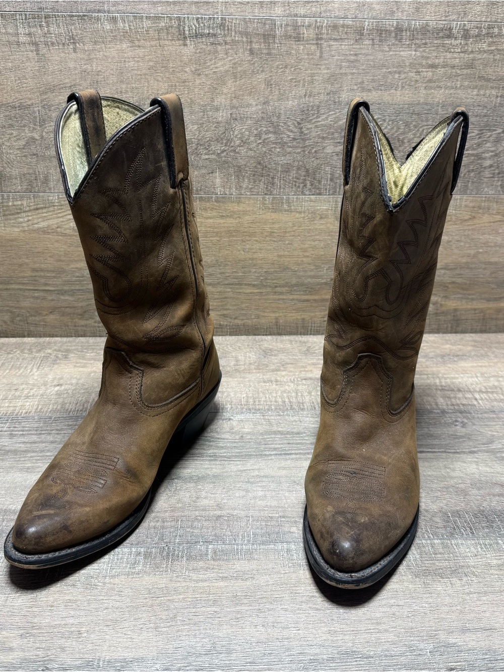 Durango Brown Western Heeled Boots with Stitched Shaft
